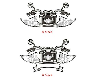 Motor Cycle Angel Wings Machine Embroidery Design / Motor Cycle Wings Monogram / Angel Wings Motor Bike  Personalized Angel Bike Embroidery