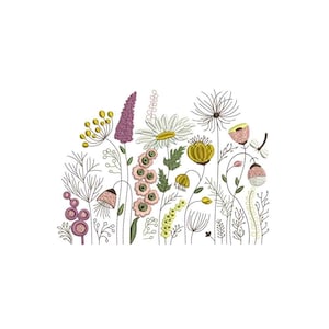 Botany Wild flowers Machine Embroidery design | Botanical Floral | Blooming Wildflower Meadow | Minimalist Flower Bouquet | Nature Lover