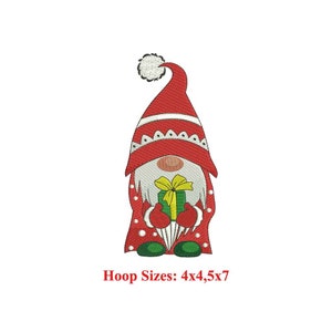 Christmas Gnome Gift Machine Embroidery Design / Gnome with Santa Hat / Merry Christmas / Cute Christmas Gnome Embroidery Pattern