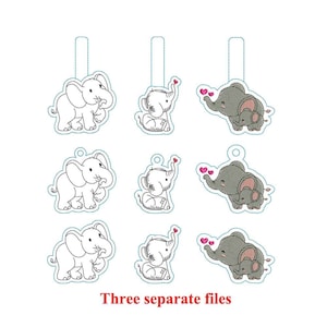 ITH Baby Elephant With Heart Key fob Embroidery Pattern | Elephant Lovers Gift | Grandma and Mothers Gift | Wild Animal | Calf with Elephant