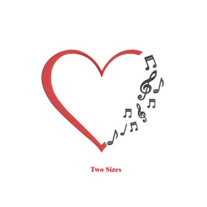Music note heartbeat Machine Embroidery Design / Music note / Hear Music notes