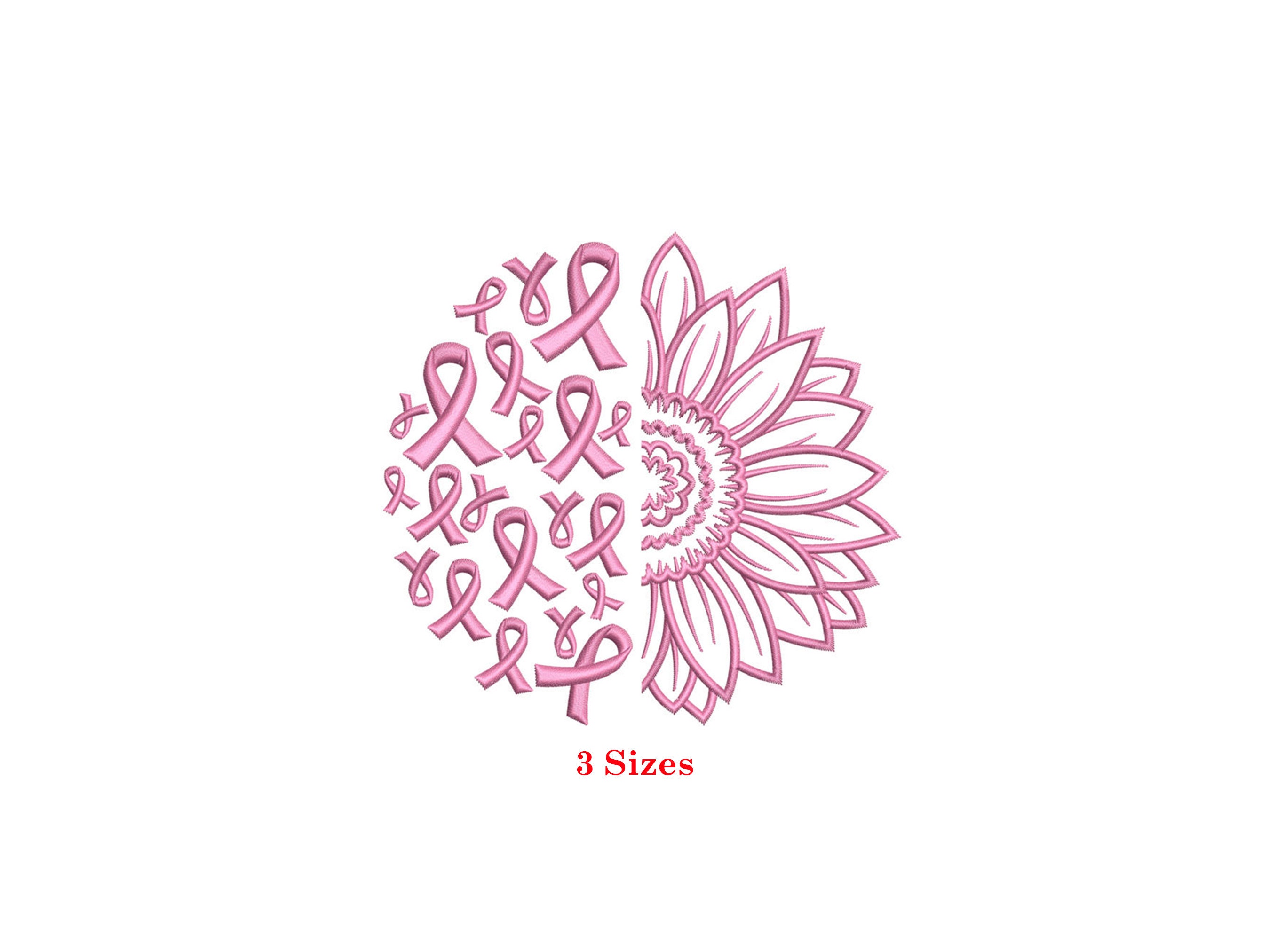 Sunflower Cancer Ribbon Machine Embroidery Design / Awarness Ribbon