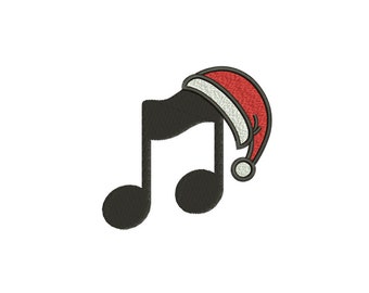 Christmas Music Note with Santa Hat Machine Embroidery Design / Music Lovers / Merry Christmas / Musician / Holiday Embroidery Pattern