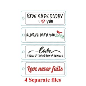 Cardinal Always with you Key fob Machine Embroidery Pattern | Ride Safe Daddy Love You | Love Today Tomorrow Always | Love Never Fails