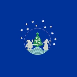 Cute Snow man with Santa Claus Christmas Tree Machine Embroidery Design / Christmas Tree / Merry Christmas / Holiday Embroidery Pattern