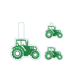 Tractor Key fob Machine Embroidery Pattern | Farm Tractor Eyelet | Birthday Tractor Snap Tab | Farming Truck | Farmer Tractor