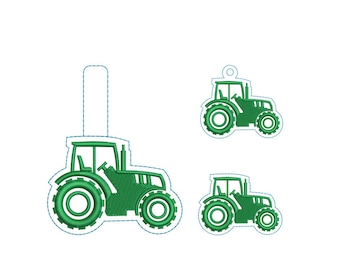 Tractor Key fob Machine Embroidery Pattern | Farm Tractor Eyelet | Birthday Tractor Snap Tab | Farming Truck | Farmer Tractor