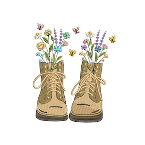 Floral Cowboy Boots Machine Embroidery Pattern / Floral boots Emb Designs / Wildflowers Boot Emb /  Floral Cowboy Cowgirl Boots / Rain Boots