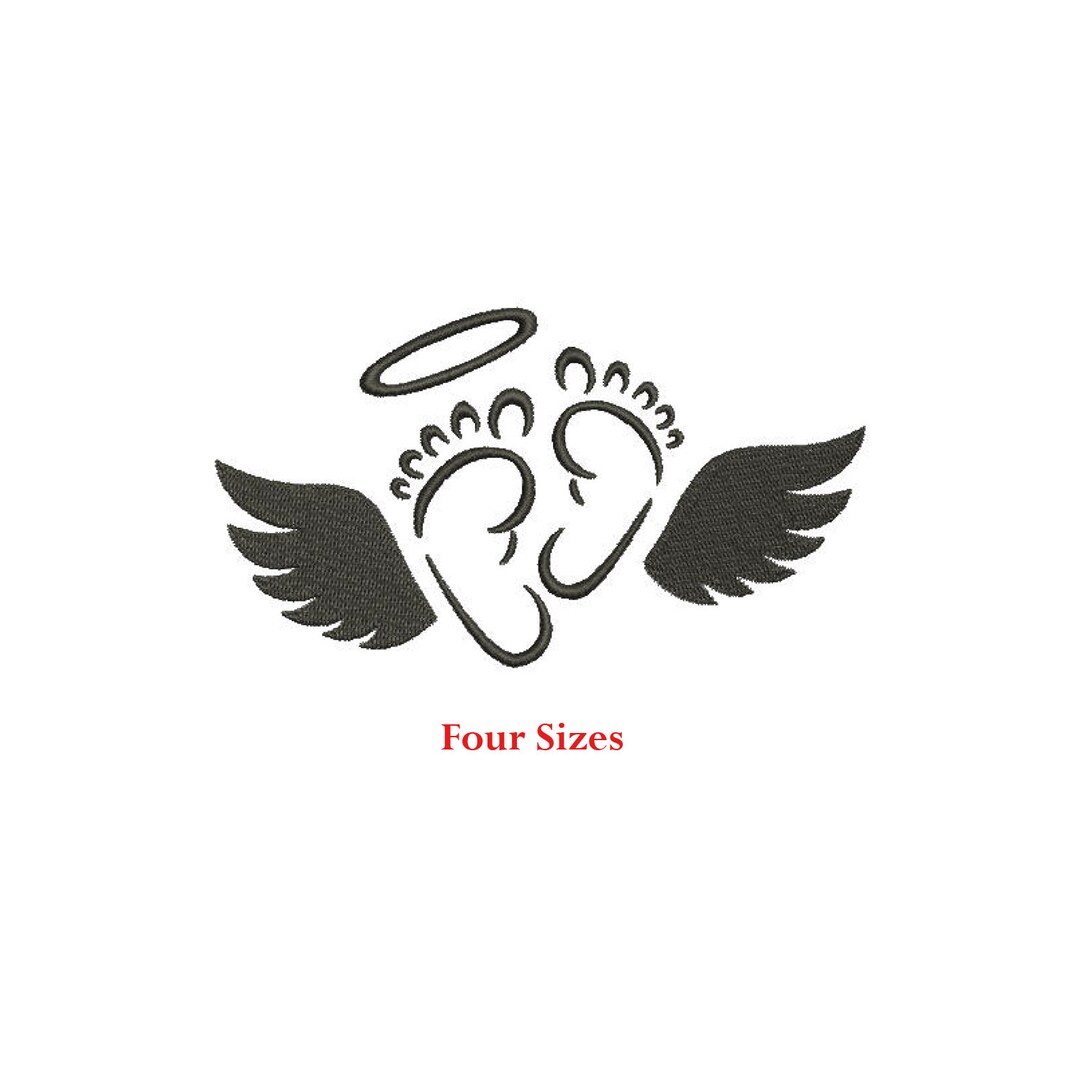 Angel Foot Print Machine Embrodiery Design / Angel Wings / Foot Print