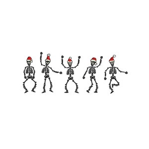 Esqueleto dançando Natal Máquina de bordar design / Esqueleto Natal / Feliz Natal
