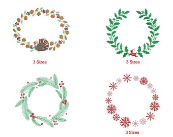 Laurel Holy Christmas Deer Wreath Machine Embroidery design / Merry Christmas Wreath / Deer Wreath | Thanks giving Wreath / Holiday Monogram