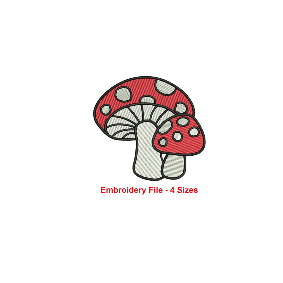 Cute Mushroom Machine Embroidery Design / Red Mushroom Embroidery