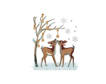 Deer Christmas Machine embroidery design / Snowflakes Christmas / Deer Christmas / Merry Christmas