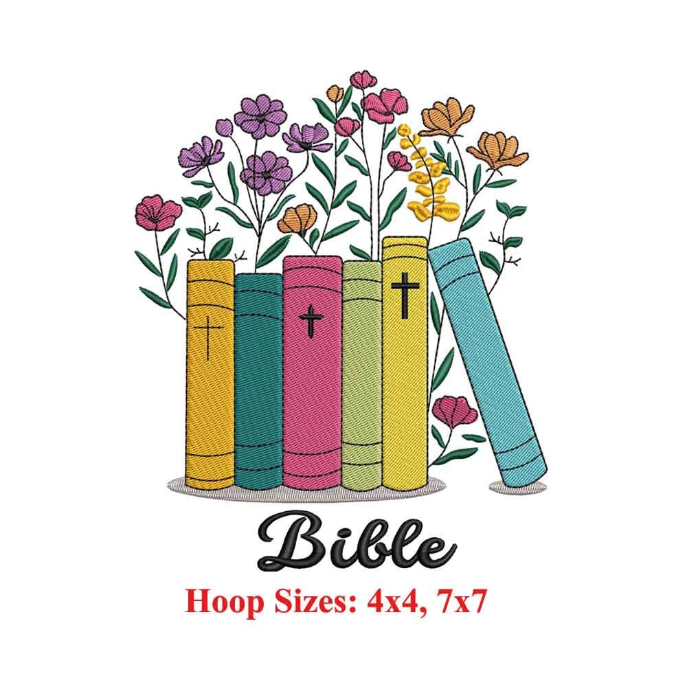 Bible Floral Machine Embroidery Design | Christian | Easter | Religious ...