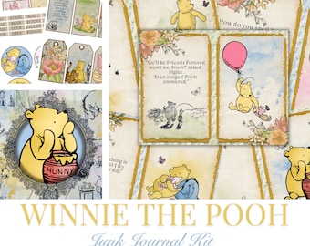 Junk Journal, Winnie the Pooh, Junk Journal Pages, Embellishments, Junk Journal Kit, Scrapbook Kit, Journaling Supplies Ephemera, Printables