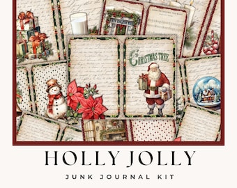 Junk Journal, Holly Jolly, Christmas Junk Journal Pages, Winter Journal, Junk Journal Kit, Scrapbook Kit, Journaling Supplies, PRINTABLES