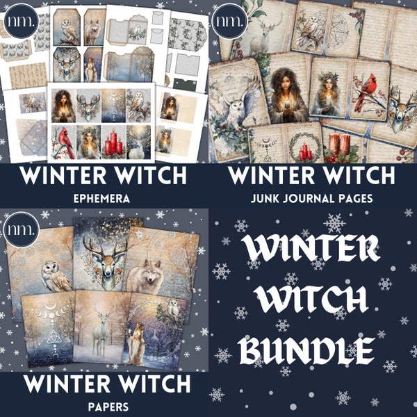 Junk Journal, Winter Witch Bundle, Witchy Junk Journal Pages, Witch Journal, Junk Journal, Scrapbook Kit, Fournitures de journalisation, IMPRIMABLES