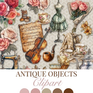 Clipart, Antique Objects, Vintage, Junk Journal, Embellishments, Transparent PNG, Scrapbook Kit, Journaling Supplies Ephemera