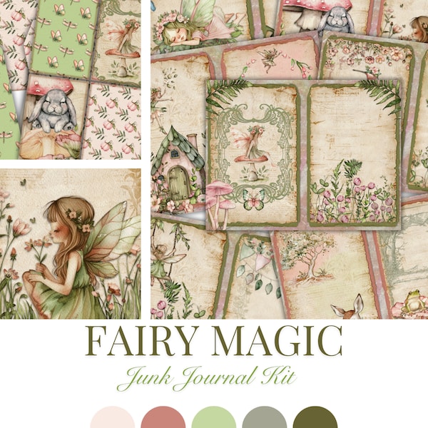 Junk Journal, Fairy Magic, Junk Journal Pages, Embellishments, Junk Journal Kit, Scrapbook Kit, Journaling Supplies Ephemera, Printables