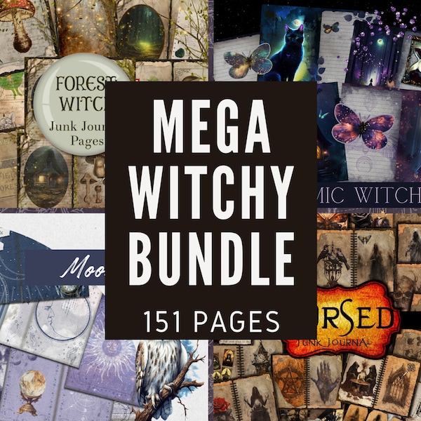 Junk Journal, Mega Witch Bundle, Witchy Junk Journal Pages, Witch Journal, Junk Journal Kit, Scrapbook Kit, Journaling Supplies, PRINTABLES