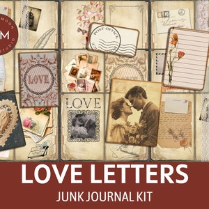 Junk Journal Kit, Love letters, Vintage