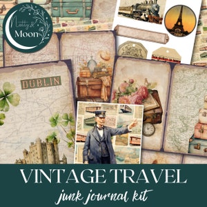Junk Journal, vintage travel, travel Junk Journal Pages, vintage Journal, Junk Journal Kit, Scrapbook Kit, Journaling Supplies, PRINTABLES