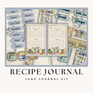 Junk Journal, Recipe Journal, Junk Journal Pages, Embellishments, Junk Journal Kit, Scrapbook Kit, Journaling Supplies Ephemera, Printables