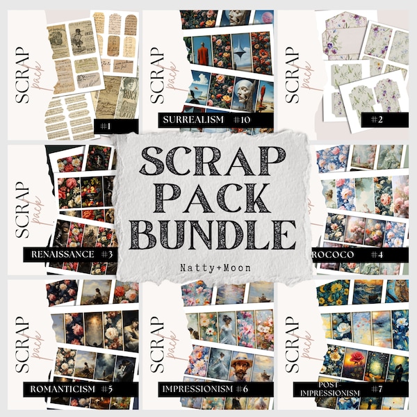 Junk Journal, Scrap Pack Bundle, Junk Journal, Embellissements, Junk Journal Kit, Scrapbook Kit, Fournitures de journalisation, IMPRIMABLES, Éphémères