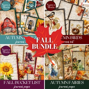 Junk Journal, Fall Bundle, Autumn Junk Journal Pages, fall Journal, Junk Journal Kit, Scrapbook Kit, Journaling Supplies, PRINTABLES