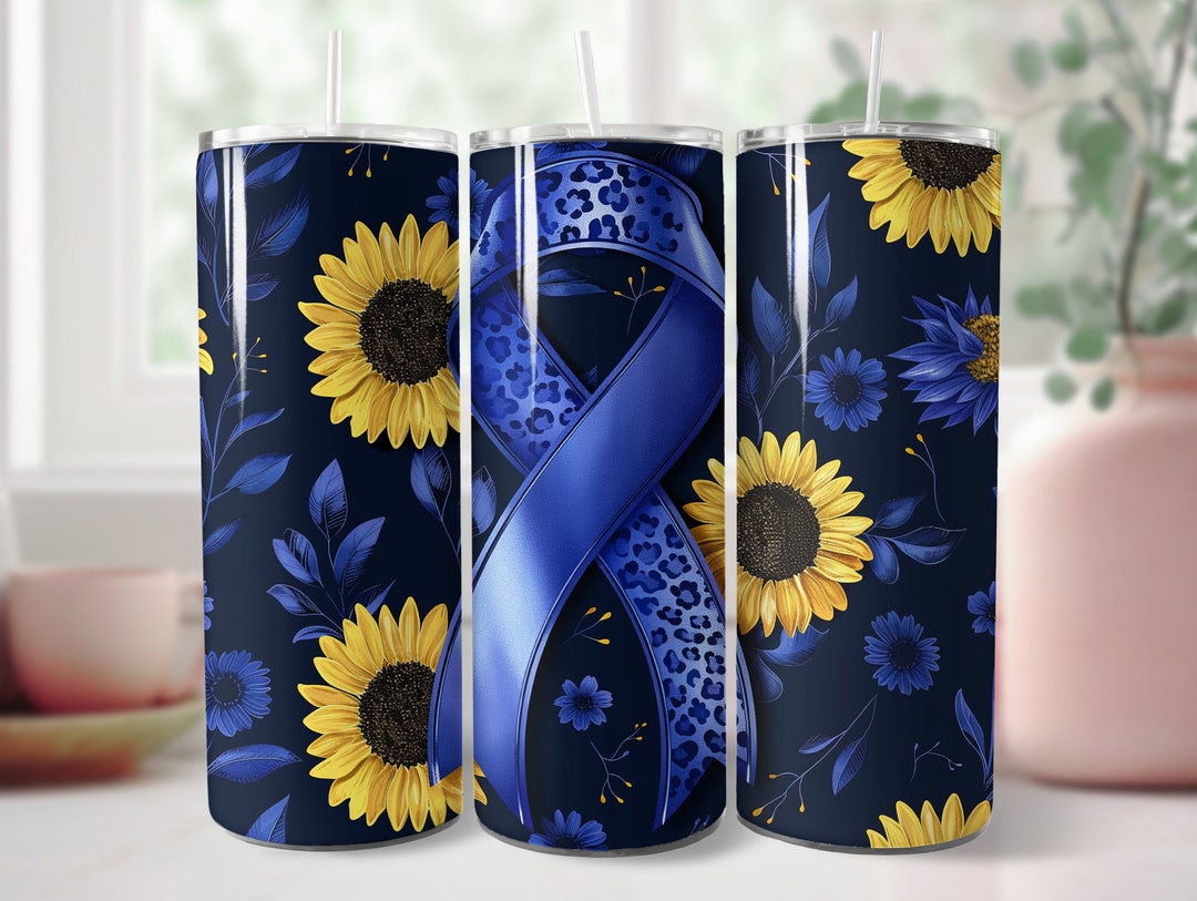 Dark Blue Ribbon Awareness 20oz Skinny Tumbler Sublimation Design PNG ...