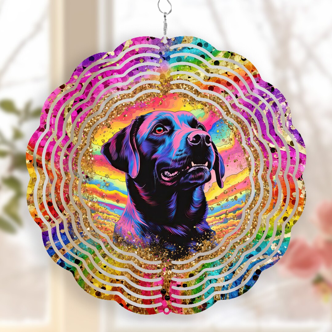 Labrador Retriever Wind Spinner Sublimation Design Template Round Hanging Sublimation Designs