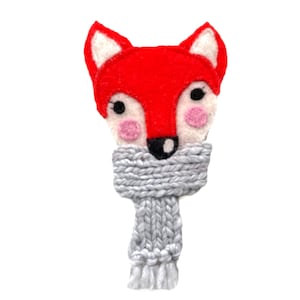 Handmade Fox Sew-On Applique, Wool & Knit Scarf, Animal Patch