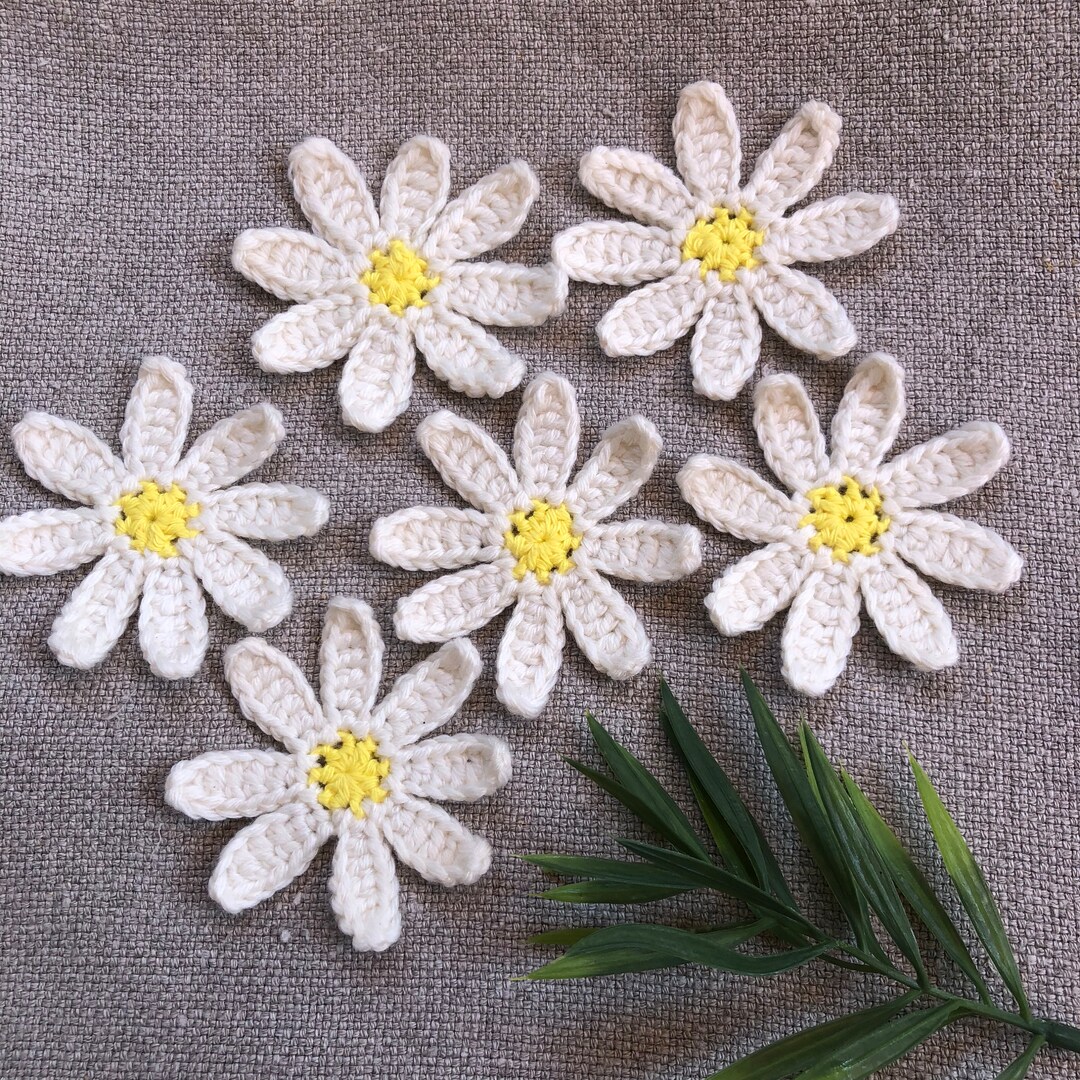 Crochet Daisy Applique Sew on Patches Embellishment for Etsy