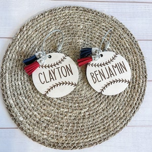 Baseball bag tag, baseball bag, gift for baseball lover, bag tag, wood baseball tag, bat bag tag, personalized bag tag