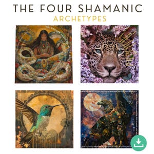 Andean Shamanic Archetypes: Digital Prints | Great Serpent, Jaguar, Hummingbird & Eagle Condor, Peruvian Power Animals