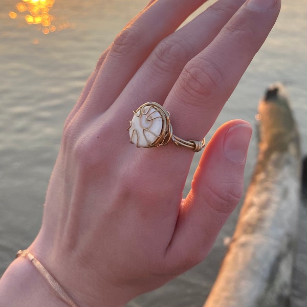 Spiral Snail Fossil Ring in Gold