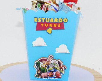 Op maat gemaakte Toy Story-popcornboxen: gepersonaliseerde feestartikelen
