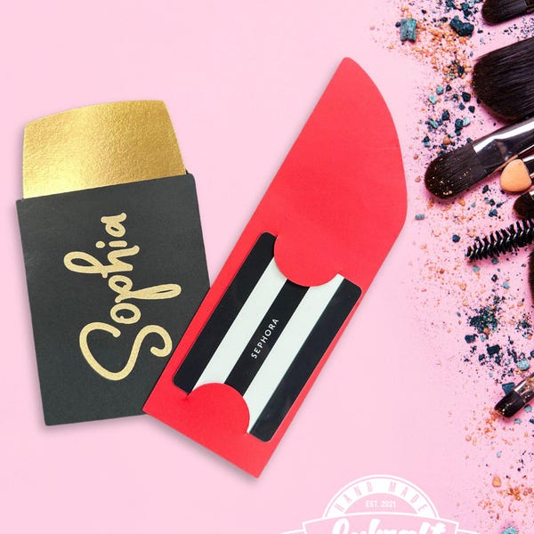 Porte-cartes cadeau rouge à lèvres chic : souvenir pour les amateurs de maquillage