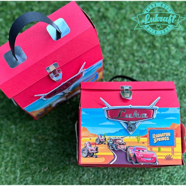 3D Customizable Pixar Cars Cardboard Favor Box, Favor Bags, Treat Box