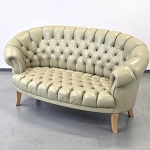 CHESTERFIELD SOFA Leather Sage Vintage Design Couch Retro Mid Century 60s 70s