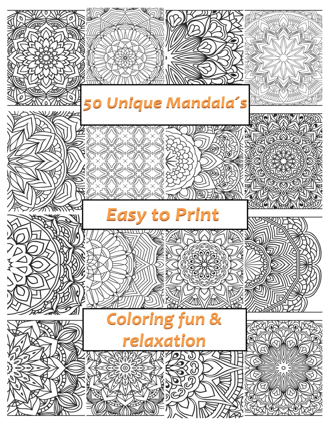Adult Coloring Book PDF Adult Mandala Coloring Book 50 Printable ...