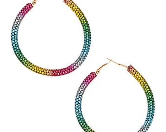 Rainbow johnson hoop earrings best sale