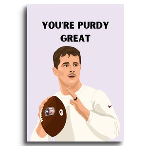 Tarjeta de San Valentín de cumpleaños y aniversario inspirada en la NFL / Tarjeta de Brock Purdy / Fútbol americano