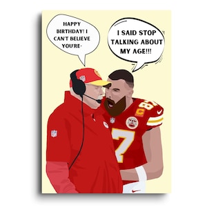 Op NFL geïnspireerde verjaardagskaart | Kansas City Chiefs Travis Kelce Andy Reid | Amerikaans voetbal