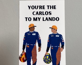 Formula One Inspired Card | Valentine's or Anniversary Card | Funny Card | Lando & Carlos | For Her and For Him