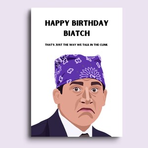 La carte d'anniversaire du bureau | Carte d'anniversaire Mike drôle de prison de Michael Scott