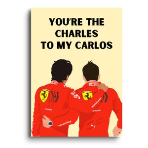 Formel 1 inspiriert Karte | Valentinstag oder Jubiläumskarte | Lustige Karte | Charles & Carlos | Für Sie und Ihn