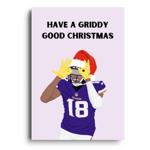 Biglietto di Natale ispirato alla NFL / Biglietto di Justin Jefferson / Football americano