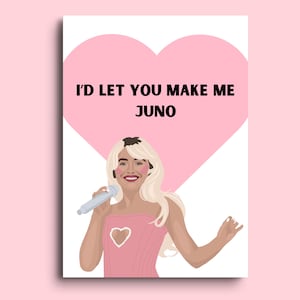 Tarjeta de San Valentín o de aniversario inspirada en Sabrina Carpenter