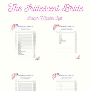 The Iridescent Bride - 6 Page Decor Checklist